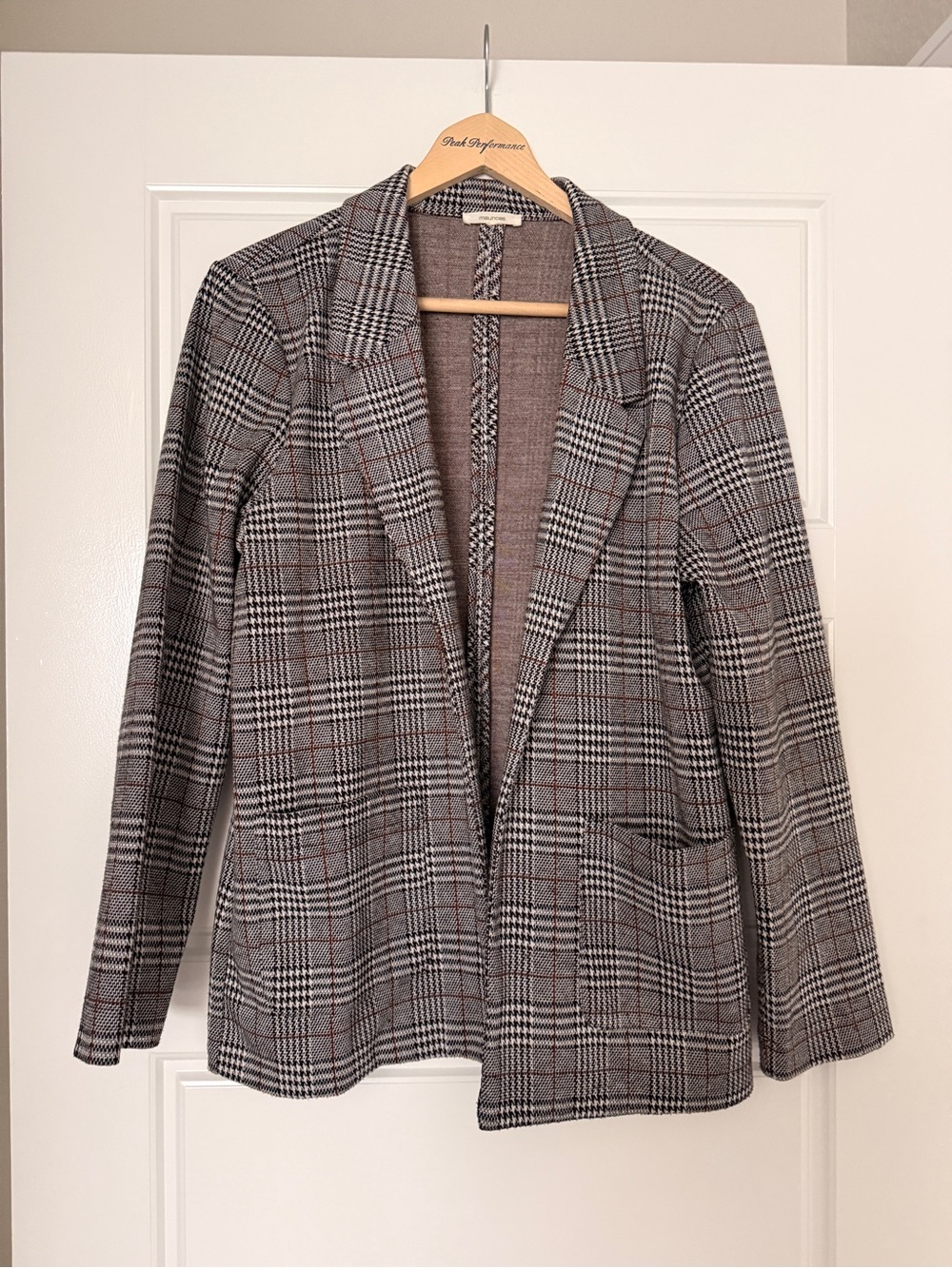 Maurices Plaid Open-Front Blazer in Gray and Brown